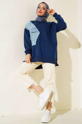 Kot Garnili Tunik Lacivert - Thumbnail