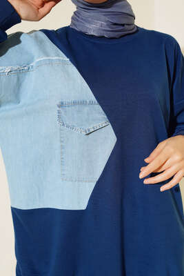 Kot Garnili Tunik Lacivert - Thumbnail