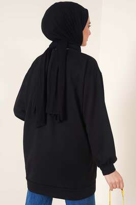 İki İplik Düz Tunik Siyah - Thumbnail