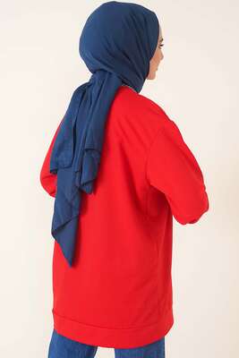 İki İplik Düz Tunik Kırmızı - Thumbnail