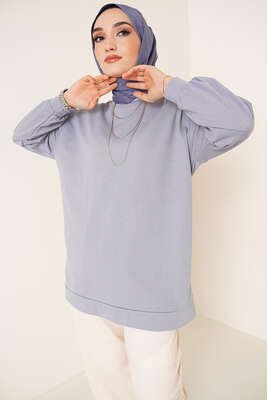 İki İplik Düz Tunik Kayrak Grisi - Thumbnail