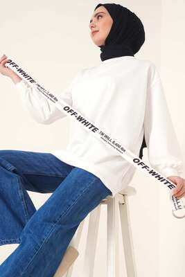 Pazarium - İki İplik Düz Tunik Beyaz