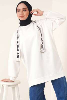 İki İplik Düz Tunik Beyaz - Thumbnail