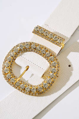 Pırlanta Taş İşleme Tokalı Beyaz Gold Kemer - Thumbnail