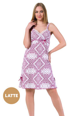 Göğüs Dantelli Bayan Gecelik Latte - Thumbnail