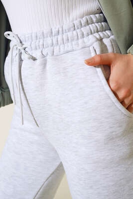 Lastikli Paça Jogger Pantolon Taş - Thumbnail