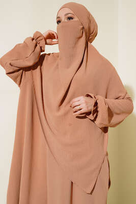 Peçeli Geniş Ferace Camel - Thumbnail