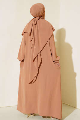 Peçeli Geniş Ferace Camel - Thumbnail