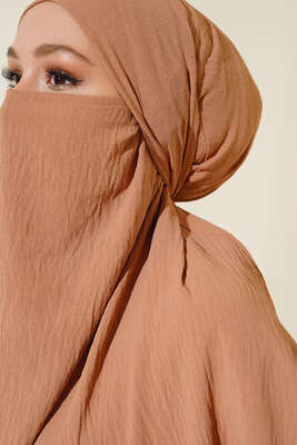 Peçeli Geniş Ferace Camel - Thumbnail