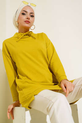 Pazarium - Dik Yaka Tunik Yağ Yeşili