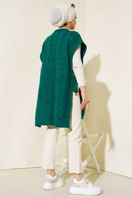 Yandan Kuşak Bağlamalı Süveter Zümrüt - Thumbnail