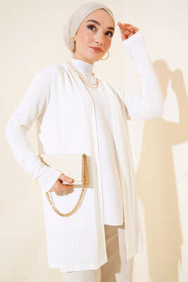 Düz Hırka Ekru - Thumbnail