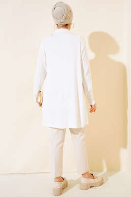 Düz Hırka Ekru - Thumbnail