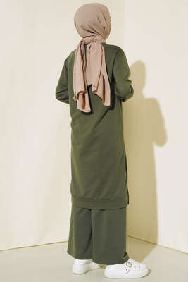 Armalı Bol Paça İkili Takım Haki - Thumbnail