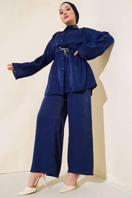 Simli İkili Takım Lacivert - Thumbnail