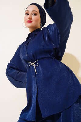 Simli İkili Takım Lacivert - Thumbnail