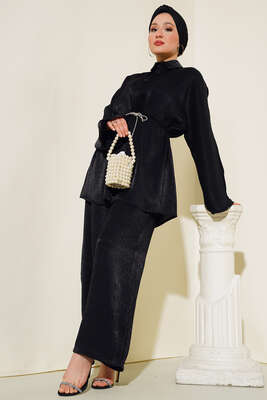 Simli İkili Takım Siyah - Thumbnail