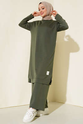 Pazarium - Armalı Bol Paça İkili Takım Haki