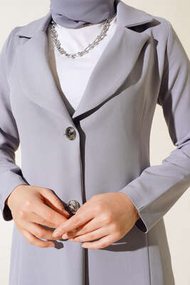 Uzun Ceket İkili Takım Gri - Thumbnail