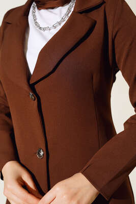 Uzun Ceket İkili Takım Kahve - Thumbnail