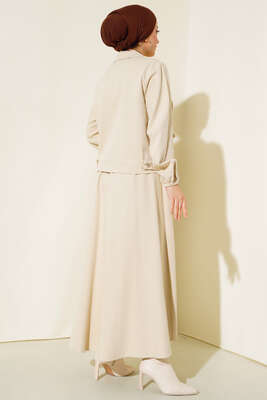 Çift Cepli Etekli Takım Bej - Thumbnail