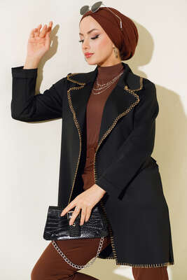 Pazarium - Kenar İşlemeli Kap Siyah