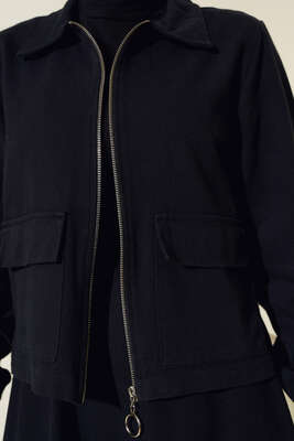 Çift Cepli Etekli Takım Siyah - Thumbnail