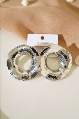 Asimetrik Halka Küpe Gümüş - Thumbnail