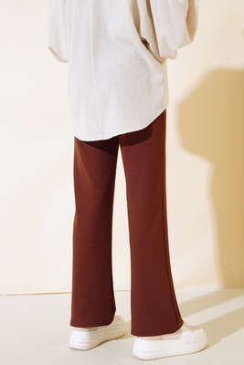 Cırtcırtlı Tek Pile Pantolon Kahve - Thumbnail