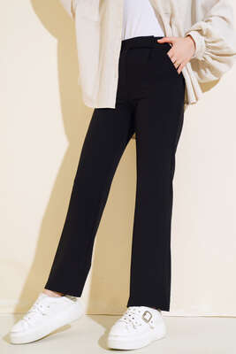 Cırtcırtlı Tek Pile Pantolon Siyah - Thumbnail