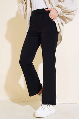 Cırtcırtlı Tek Pile Pantolon Siyah - Thumbnail