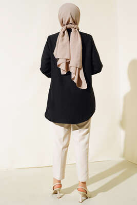 Kolu Taşlı Gömlek Siyah - Thumbnail