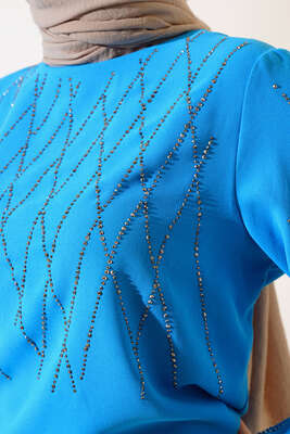 Önü Taşlı Etekli İkili Takım Turkuaz - Thumbnail