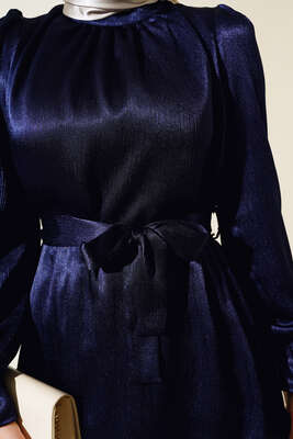 Kuşaklı Parlak İkili Takım Lacivert - Thumbnail