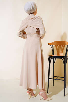 Krep Etekli İkili Takım Bej - Thumbnail