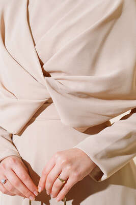 Krep Etekli İkili Takım Bej - Thumbnail