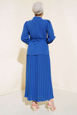 Yanları Tokalı İkili Takım İndigo - Thumbnail