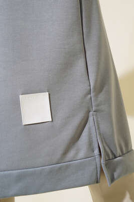 Arma Detaylı Uzun Tunik Gri - Thumbnail