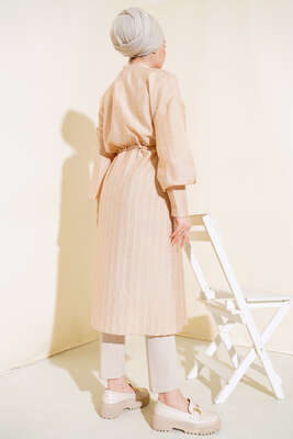 Bel Tünelli Uzun Tunik Bej - Thumbnail