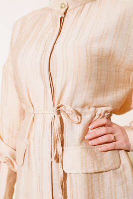 Bel Tünelli Uzun Tunik Bej - Thumbnail