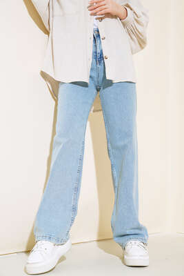 Yüksel Bel Palazzo Pantolon Kar Açık - Thumbnail