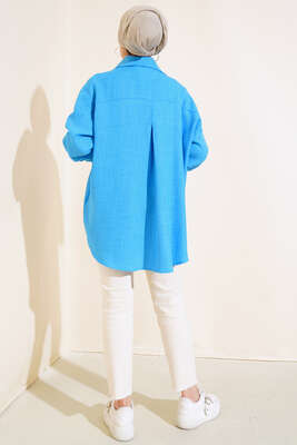 Tek Cepli Gömlek Mavi - Thumbnail