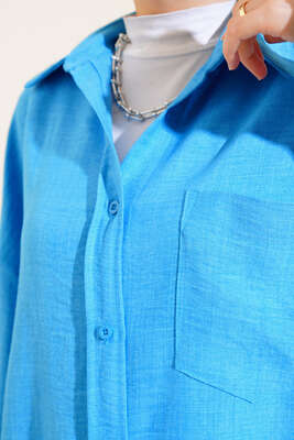 Tek Cepli Gömlek Mavi - Thumbnail