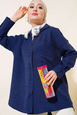 Tek Cepli Gömlek Lacivert - Thumbnail