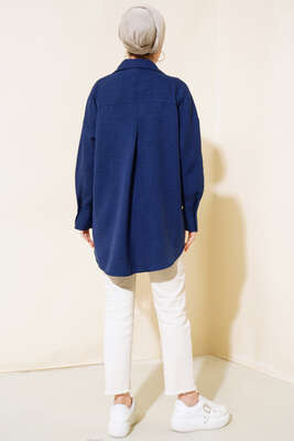 Tek Cepli Gömlek Lacivert - Thumbnail
