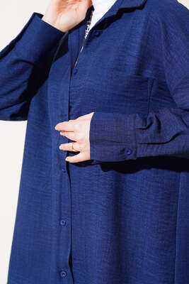 Tek Cepli Gömlek Lacivert - Thumbnail