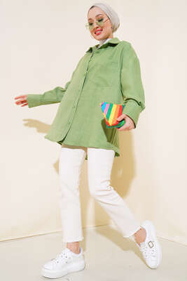 Tek Cepli Gömlek Fıstık Yeşili - Thumbnail