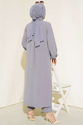 Hakim Yaka Metal Düğmeli Takım Gri - Thumbnail