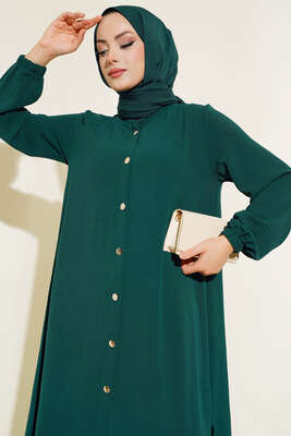 Hakim Yaka Metal Düğmeli Takım Zümrüt - Thumbnail