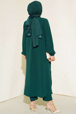 Hakim Yaka Metal Düğmeli Takım Zümrüt - Thumbnail